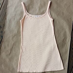 Doen Cynthia Pointelle Tank Slip Dress Rosy Apricot sz Medium
